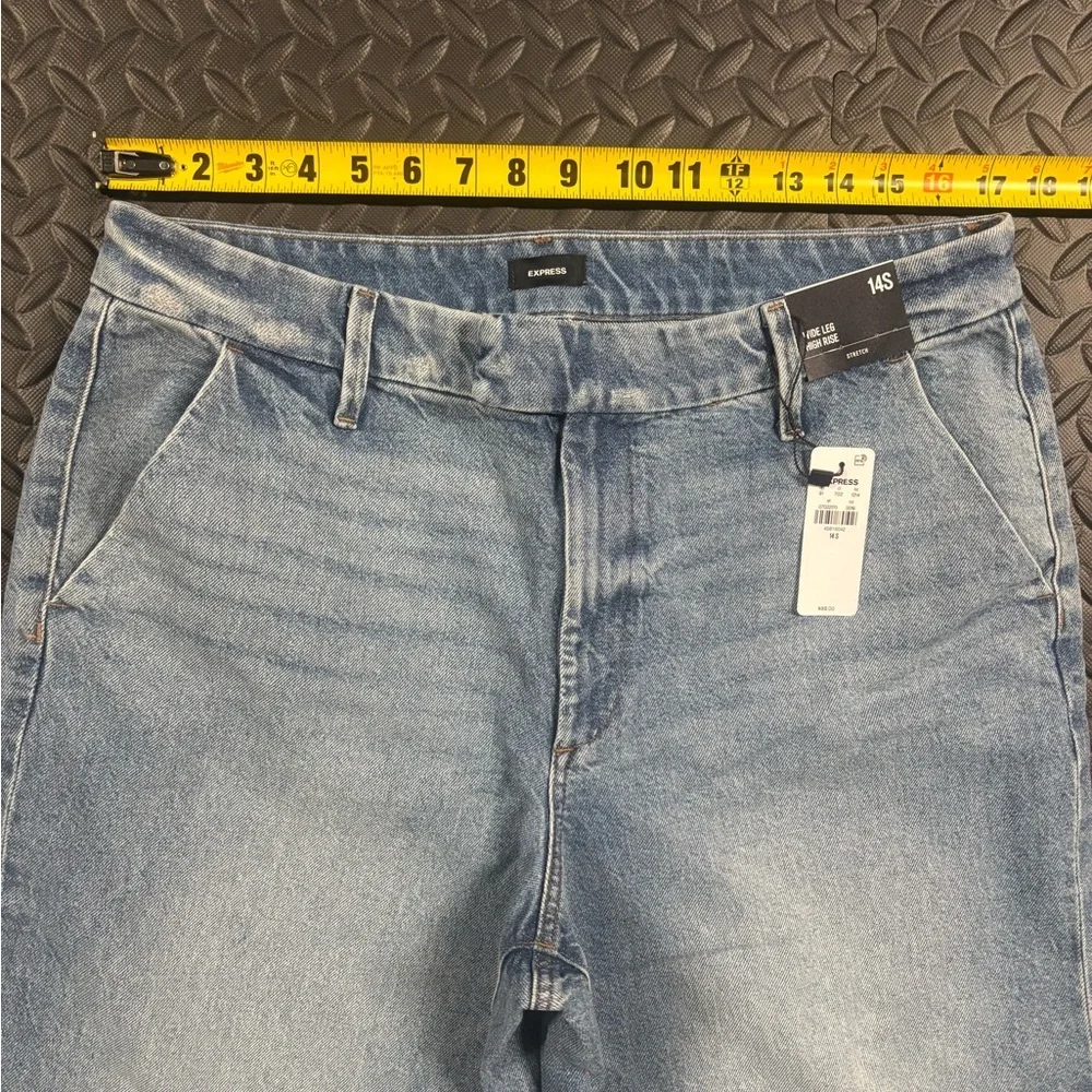 NWT Express Wide Leg High Rise Jeans Size 14S Stretch Denim - Picture 10 of 12